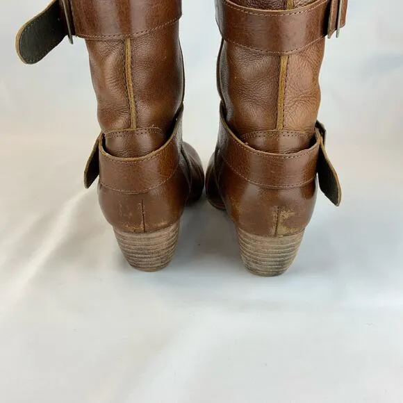 Gee WaWa Trisha Leather buckled Riding Boot Tan Rodeo Women's Size 8