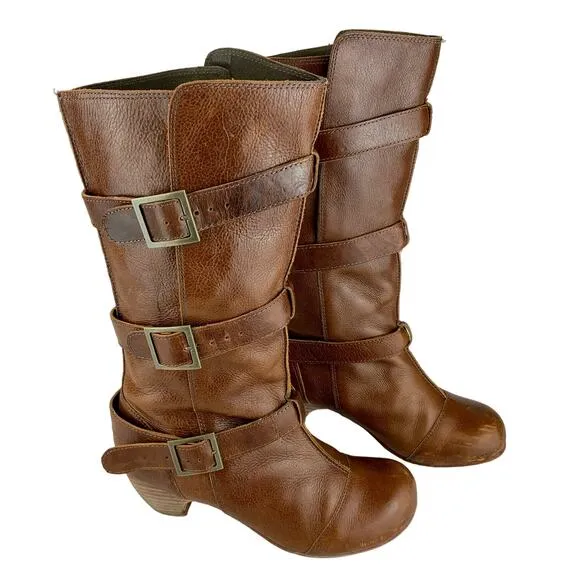 Gee WaWa Trisha Leather buckled Riding Boot Tan Rodeo Women's Size 8