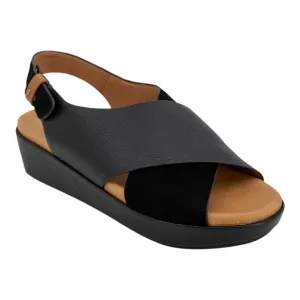 Gentle Souls Women's Lori Leather Crisscross Slingback Sandals Black Size 8