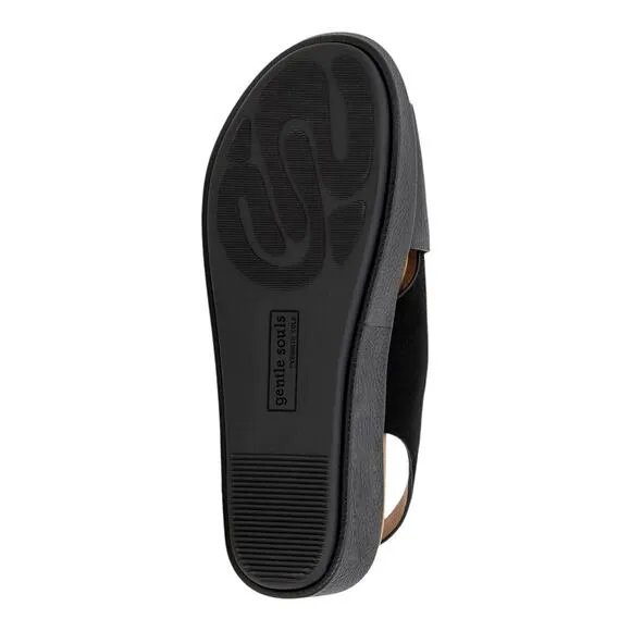 Gentle Souls Women's Lori Leather Crisscross Slingback Sandals Black Size 8
