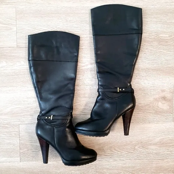 Genuine black leather Colin Stuart tall heel boot size 8.5 classic glam