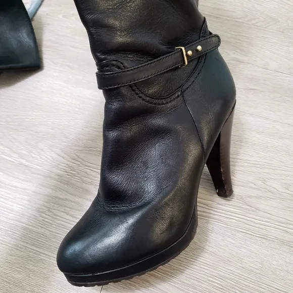 Genuine black leather Colin Stuart tall heel boot size 8.5 classic glam