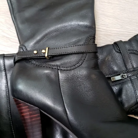 Genuine black leather Colin Stuart tall heel boot size 8.5 classic glam