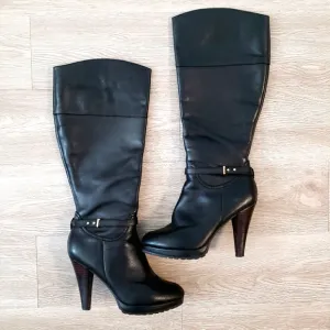 Genuine black leather Colin Stuart tall heel boot size 8.5 classic glam