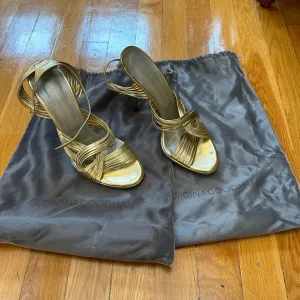 Georgina Goodman gold leather strappy heeled sandals size 37.5