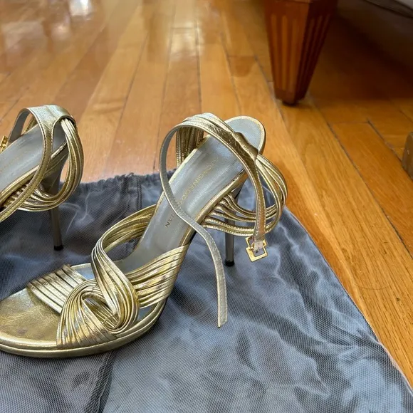 Georgina Goodman gold leather strappy heeled sandals size 37.5
