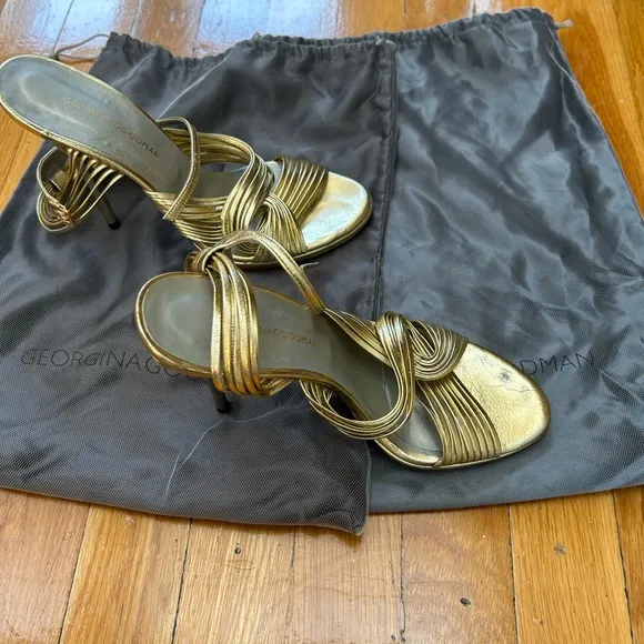 Georgina Goodman gold leather strappy heeled sandals size 37.5