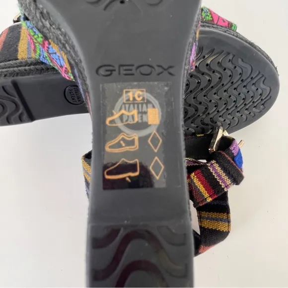 Geox Black and Pink Wedge Sandals with Artistic Design