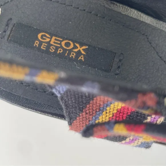 Geox Black and Pink Wedge Sandals with Artistic Design