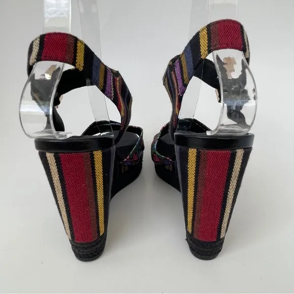 Geox Black and Pink Wedge Sandals with Artistic Design