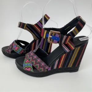 Geox Black and Pink Wedge Sandals with Artistic Design