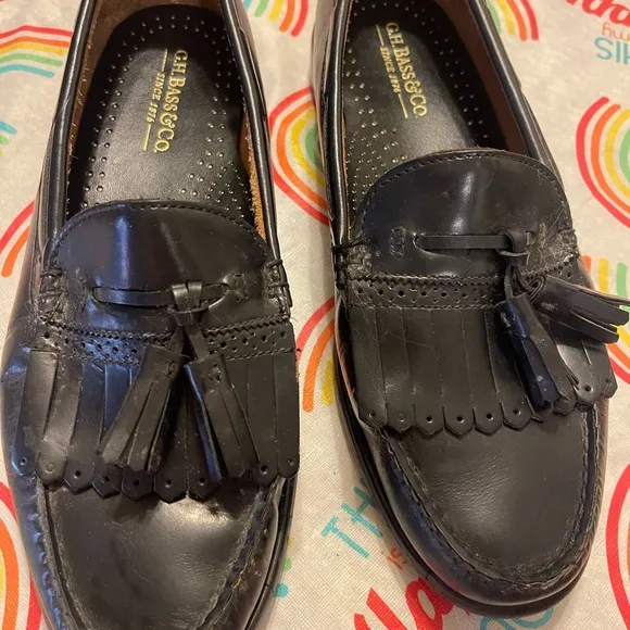 G.H. Bass &amp; Co. Black Leather Tassel Loafers