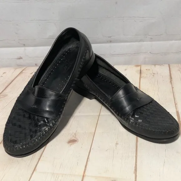 G.H. Bass Tassel Basket Weave Loafer Men's Black 12