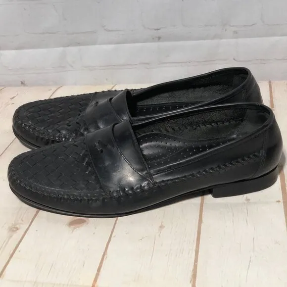 G.H. Bass Tassel Basket Weave Loafer Men's Black 12
