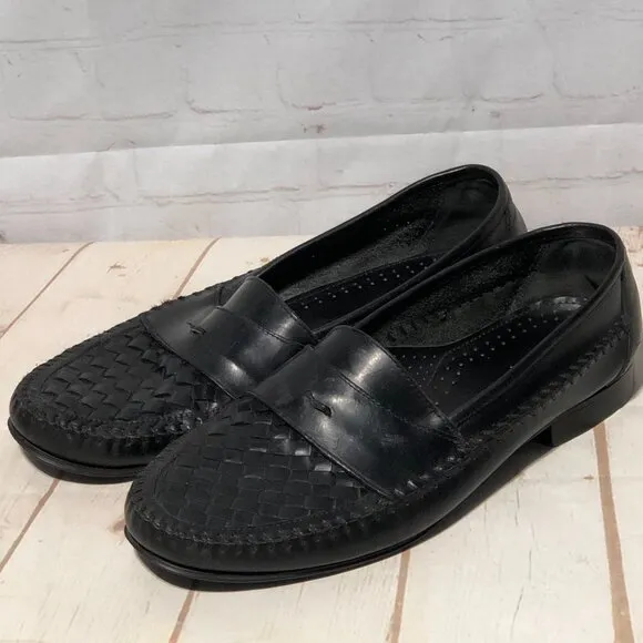 G.H. Bass Tassel Basket Weave Loafer Men's Black 12