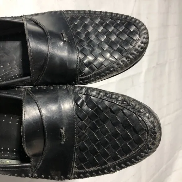G.H. Bass Tassel Basket Weave Loafer Men's Black 12
