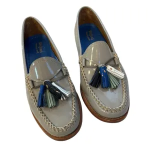 G.H. Bass Weejun Patent Leather Loafers Light Gray Colorful Tassels Sz 6 1/2