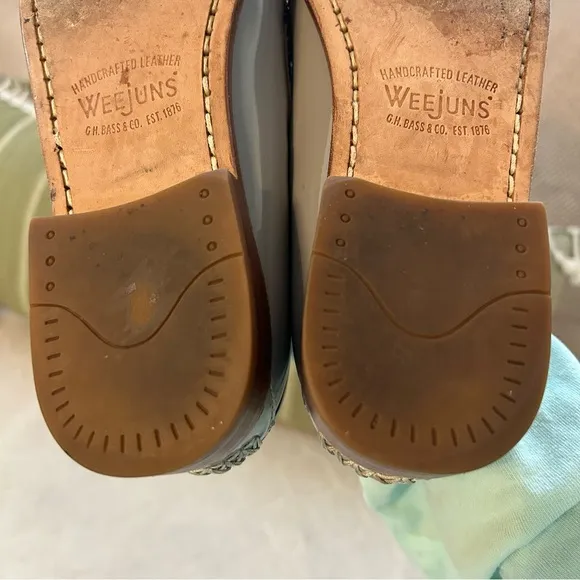G.H. Bass Weejun Patent Leather Loafers Light Gray Colorful Tassels Sz 6 1/2