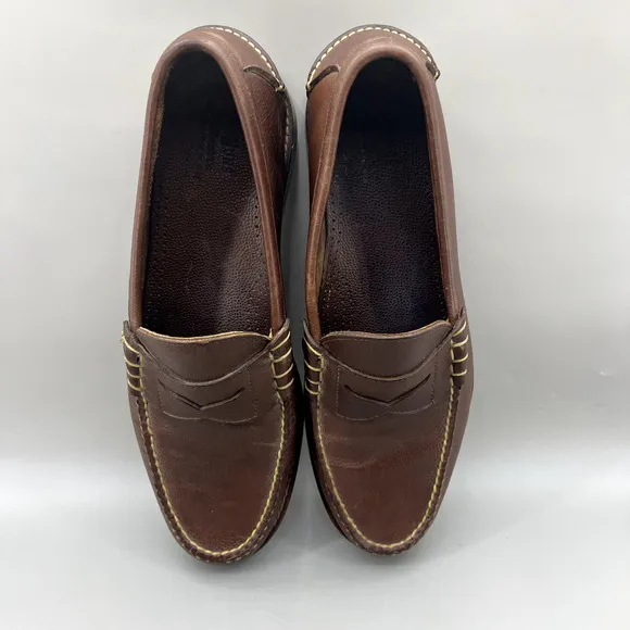 G.H.Bass Weejuns Penny Loafers Men's Size 13 D Brown Leather Slip-On Dress Shoes