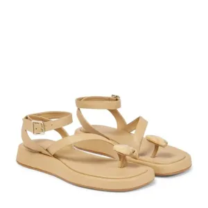 GIA BORGHINI x RHW Plexi Gem Stone Toe Sandals in Taupe 40.5 Womens Wrap Leather