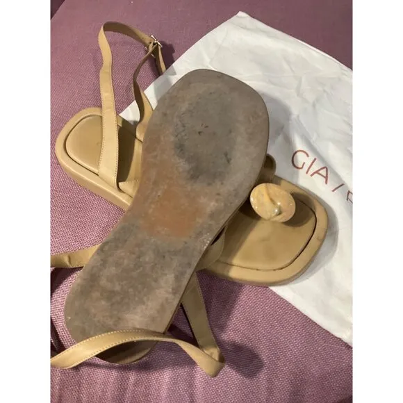 GIA BORGHINI x RHW Plexi Gem Stone Toe Sandals in Taupe 40.5 Womens Wrap Leather