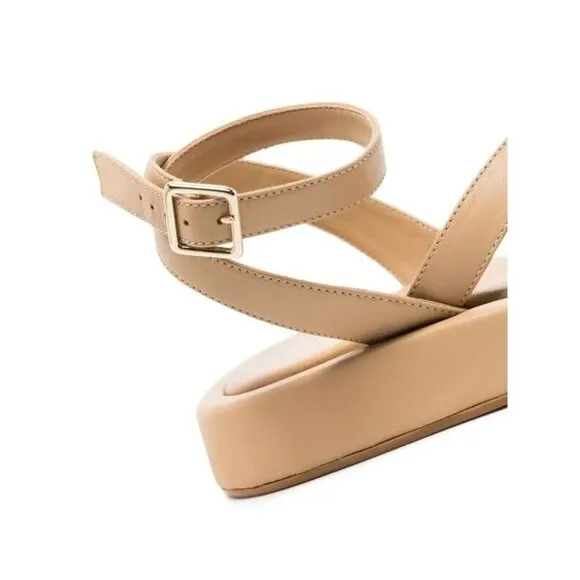 GIA BORGHINI x RHW Plexi Gem Stone Toe Sandals in Taupe 40.5 Womens Wrap Leather