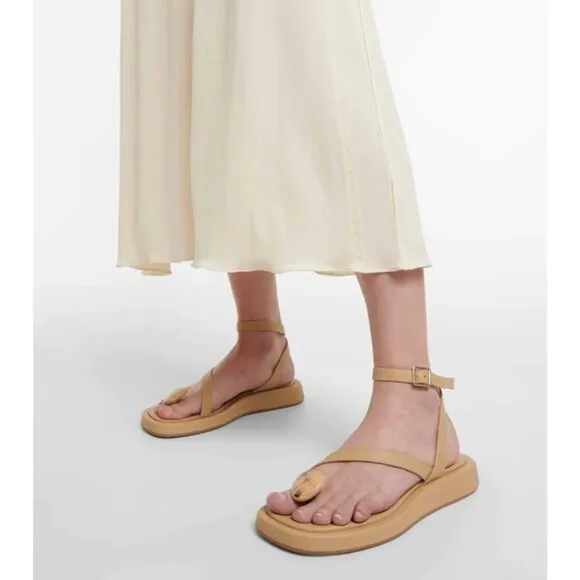 GIA BORGHINI x RHW Plexi Gem Stone Toe Sandals in Taupe 40.5 Womens Wrap Leather