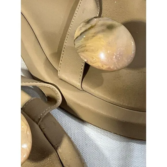 GIA BORGHINI x RHW Plexi Gem Stone Toe Sandals in Taupe 40.5 Womens Wrap Leather
