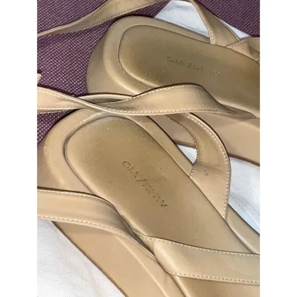 GIA BORGHINI x RHW Plexi Gem Stone Toe Sandals in Taupe 40.5 Womens Wrap Leather