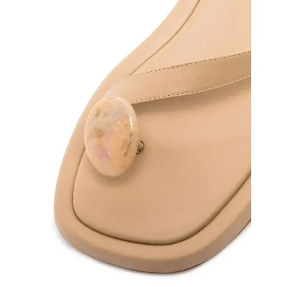 GIA BORGHINI x RHW Plexi Gem Stone Toe Sandals in Taupe 40.5 Womens Wrap Leather