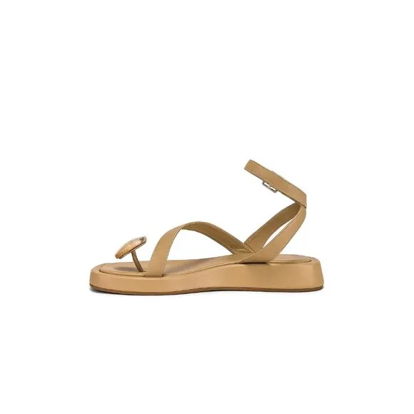 GIA BORGHINI x RHW Plexi Gem Stone Toe Sandals in Taupe 40.5 Womens Wrap Leather