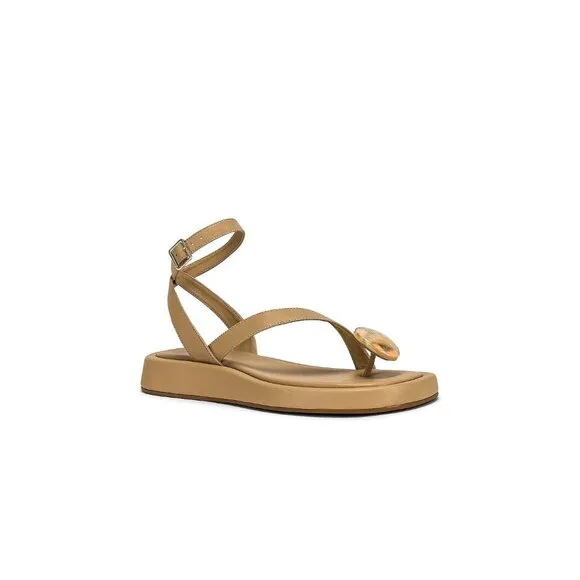 GIA BORGHINI x RHW Plexi Gem Stone Toe Sandals in Taupe 40.5 Womens Wrap Leather