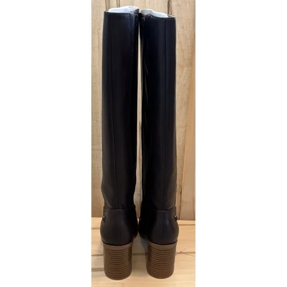 Giani Bernini Women Brown Leather Odettee Memory Foam Block Knee-High Boots