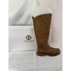 Gianni Bernini Riding Boots Memory Foam Lug Sole Knee High Brown 9M