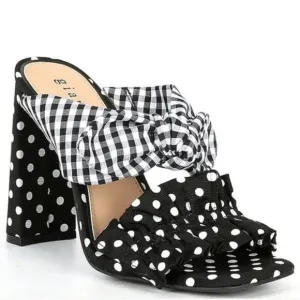 Gianni Bini Blakely Polka Dot Gingham Ruffle Bow Sandals