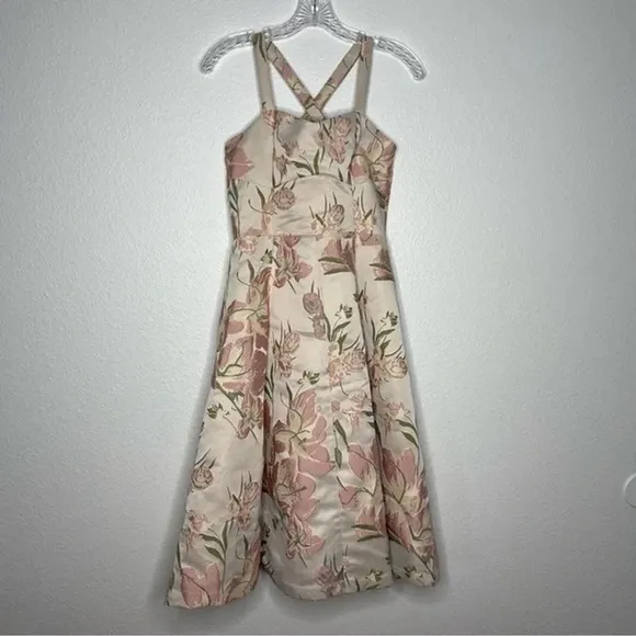 Gianni Bini Floral Spring Dress with Pockets Size 4 White and Pink