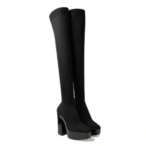 Gianni Bini Jarvis Stretch Knit  Over The Knee Sky High Platform Boots SZ 7 NWOB