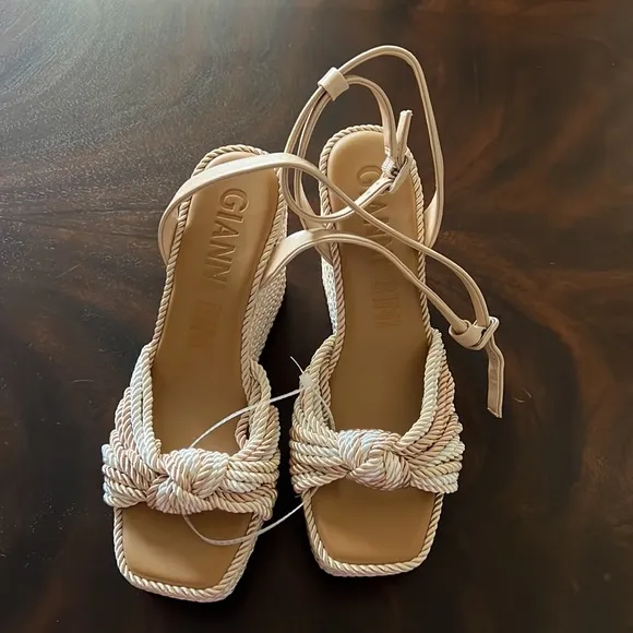 Gianni Bini Leena Corded Knot Platform Wedge Sandals