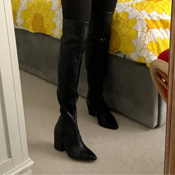 GIANNI BINI NEW Waelynn Black Over-the-Knee Thigh High Boots
