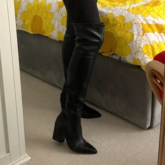 GIANNI BINI NEW Waelynn Black Over-the-Knee Thigh High Boots