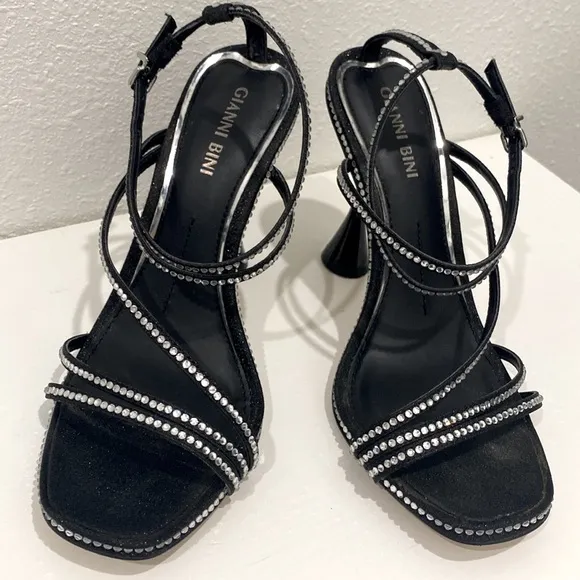 Gianni Bini Rhinestone Strappy Kitten Heel Dress Sandals |Size 6.5