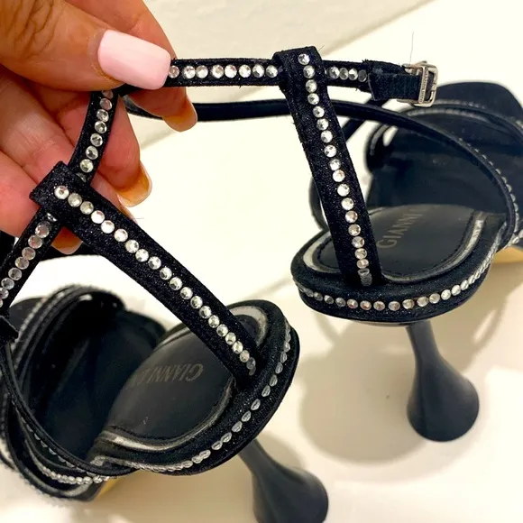 Gianni Bini Rhinestone Strappy Kitten Heel Dress Sandals |Size 6.5