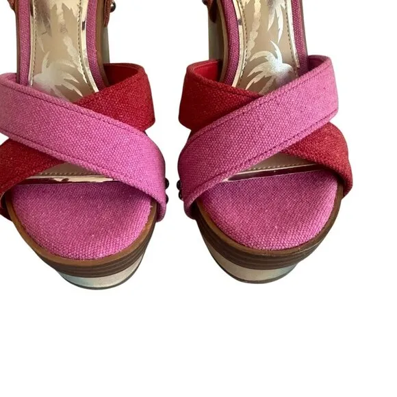 Gianni Bini x DANNIJO Ombre Rainbow Platform Wedge Sandals Size 5.5 Women's NWOT