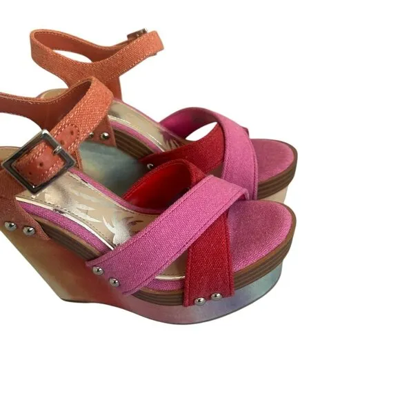 Gianni Bini x DANNIJO Ombre Rainbow Platform Wedge Sandals Size 5.5 Women's NWOT