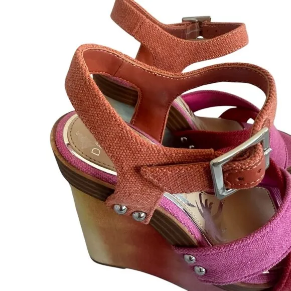 Gianni Bini x DANNIJO Ombre Rainbow Platform Wedge Sandals Size 5.5 Women's NWOT