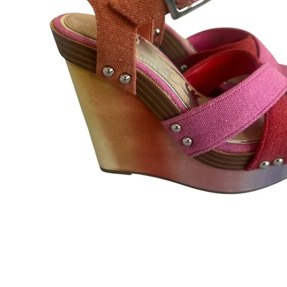Gianni Bini x DANNIJO Ombre Rainbow Platform Wedge Sandals Size 5.5 Women's NWOT