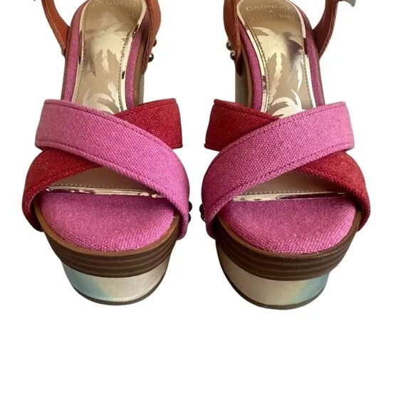 Gianni Bini x DANNIJO Ombre Rainbow Platform Wedge Sandals Size 5.5 Women's NWOT