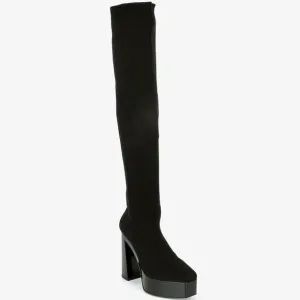 Gianni Bini Jarvis Black Stretch Knit Over-the-Knee Platform Boots Size 8M NWOB