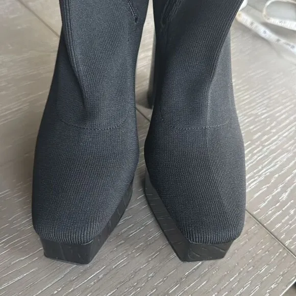 Gianni Bini Jarvis Black Stretch Knit Over-the-Knee Platform Boots Size 8M NWOB