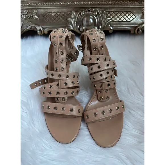 Gianvito Rossi Grommet Beige Nude Strappy Heels
